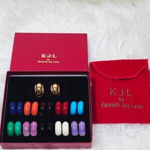 Vintage KJL Kenneth Jay Lane Interchangeable Earrings Set 11 Color Options